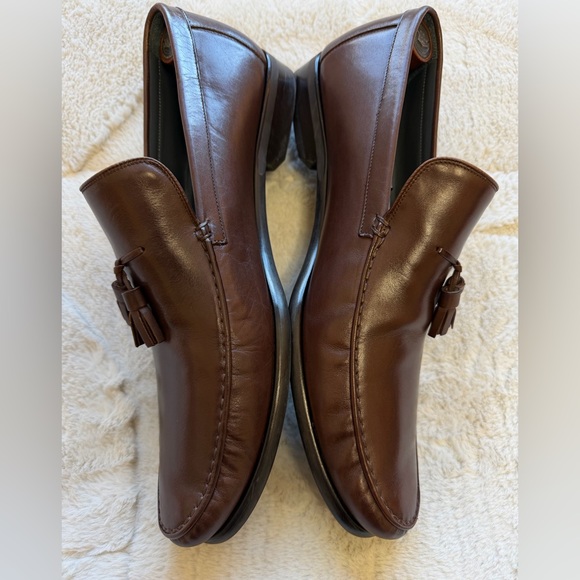 Like NEW! $395 Bruno Magli Italian Dark Brown Leather Tassel Loafers 12 main image 7